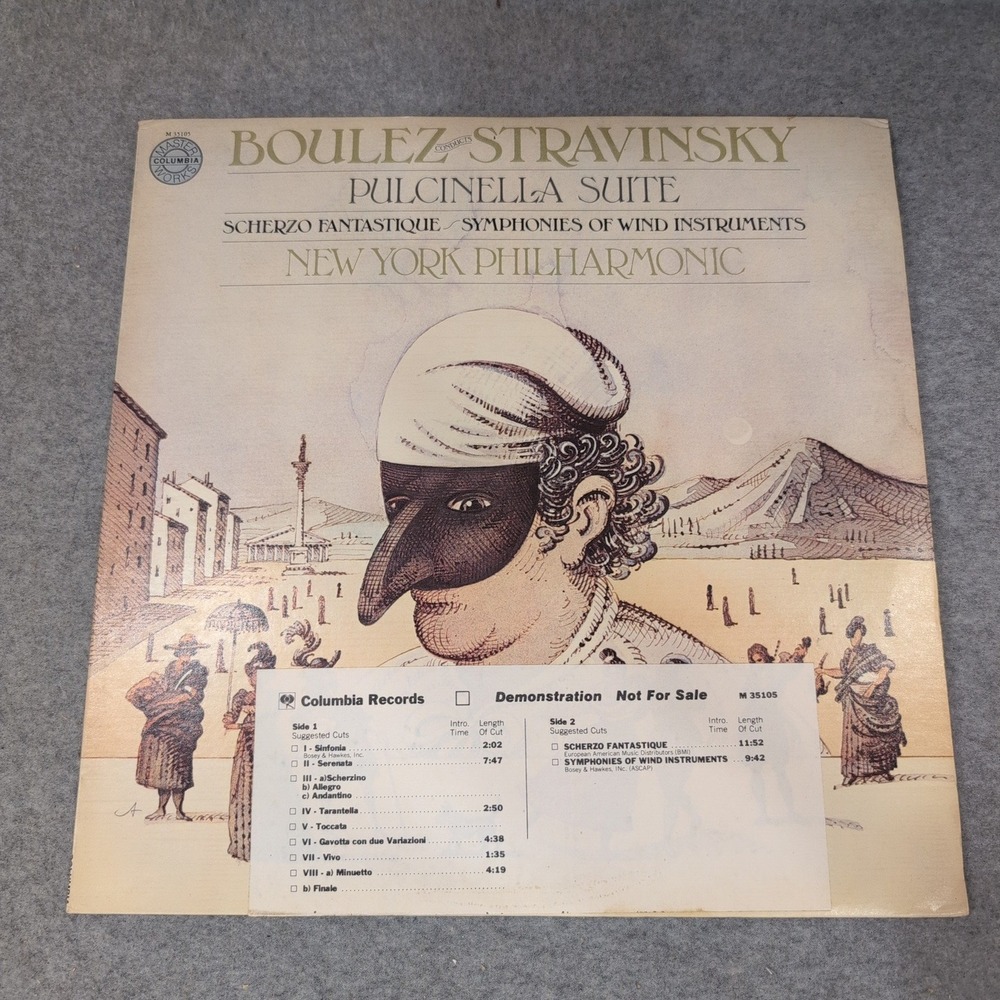 Boulez Stravinsky Pulcinella Suite NY Philharmonic Columbia LP M 35105 Promo - Picture 1 of 2